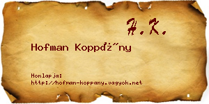 Hofman Koppány névjegykártya